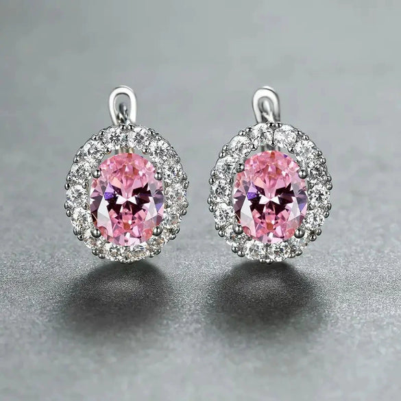 Women's Copper Geometric Oval Earrings With Zirconia Palace Style Fashion Retro