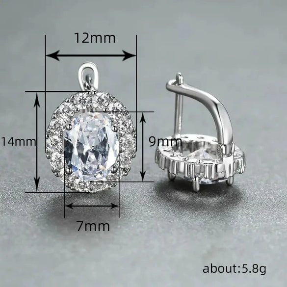 Women's Copper Geometric Oval Earrings With Zirconia Palace Style Fashion Retro