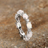 Women's Copper Geometric Oval Imitation White Fire Opal Stacking Ring With Electroplating Design