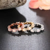Women's Copper Geometric Oval Imitation White Fire Opal Stacking Ring With Electroplating Design