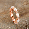 Women's Copper Geometric Oval Imitation White Fire Opal Stacking Ring With Electroplating Design