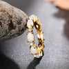 Women's Copper Geometric Oval Imitation White Fire Opal Stacking Ring With Electroplating Design