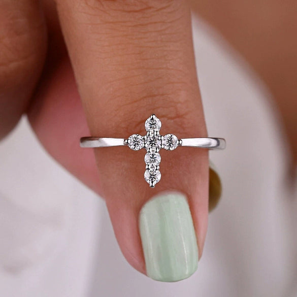 Women's Copper Geometric Pattern Microinlaid Zirconia Rings
