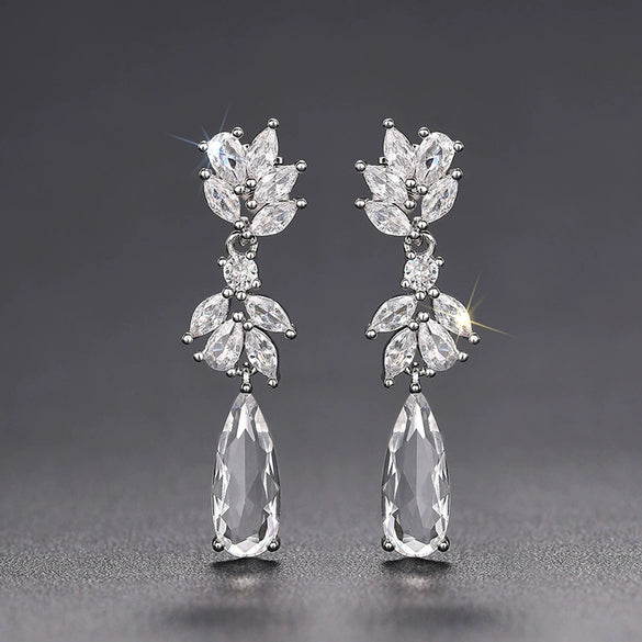 Women's Copper Geometric Pendant Earrings Elegant Luxury Fashion Jewelry