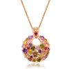 Women's Copper Geometric Pendant Necklace With O Chain And Zircon Inlay Colorful Fashion Versatile Jewelry