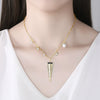Women's Copper Geometric Pendant Necklace With Zircon Inlay And Electroplated Finish Ochain Fashion Jewelry