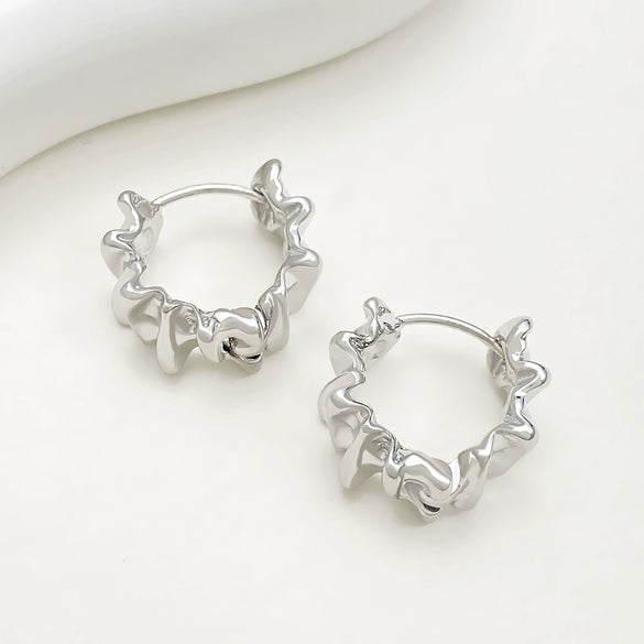 Women's Copper Geometric Pleated Electroplated Earrings