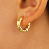 Women's Copper Geometric Pleated Electroplated Earrings