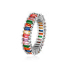 Women's Copper Geometric Rainbow Zircon Ring With Electroplated Finish Personality Jewelry
