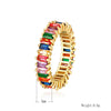Women's Copper Geometric Rainbow Zircon Ring With Electroplated Finish Personality Jewelry