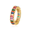 Women's Copper Geometric Rainbow Zircon Ring With Electroplated Finish Personality Jewelry