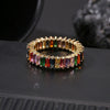 Women's Copper Geometric Rainbow Zircon Ring With Electroplated Finish Personality Jewelry