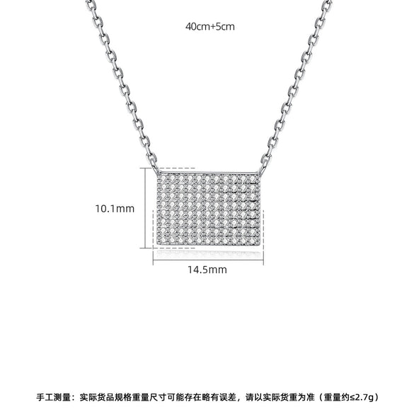 Women's Copper Geometric Rectangular Pendant Necklace With Zircon Detail And Electroplated Finish