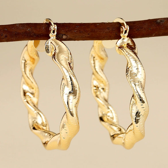 Women's Copper Geometric Ring Earrings With Electroplating Chic Style Fashion Jewelry