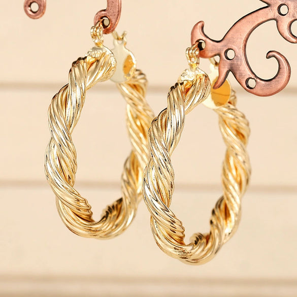 Women's Copper Geometric Ring Earrings With Electroplating Chic Style Fashion Jewelry