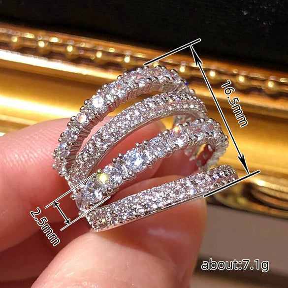 Women's Copper Geometric Ring With Microinlaid Zircon Fashion Jewelry