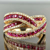 Women's Copper Geometric Ring With Zirconia And Gold Edge Light Luxury Style