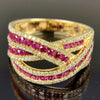 Women's Copper Geometric Ring With Zirconia And Gold Edge Light Luxury Style