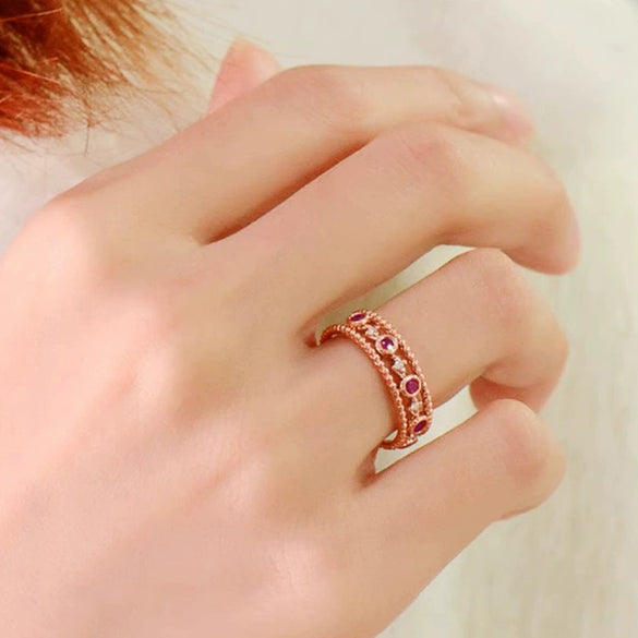 Women's Copper Geometric Ring With Zirconia Design Niche Style Jewelry