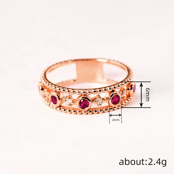 Women's Copper Geometric Ring With Zirconia Design Niche Style Jewelry