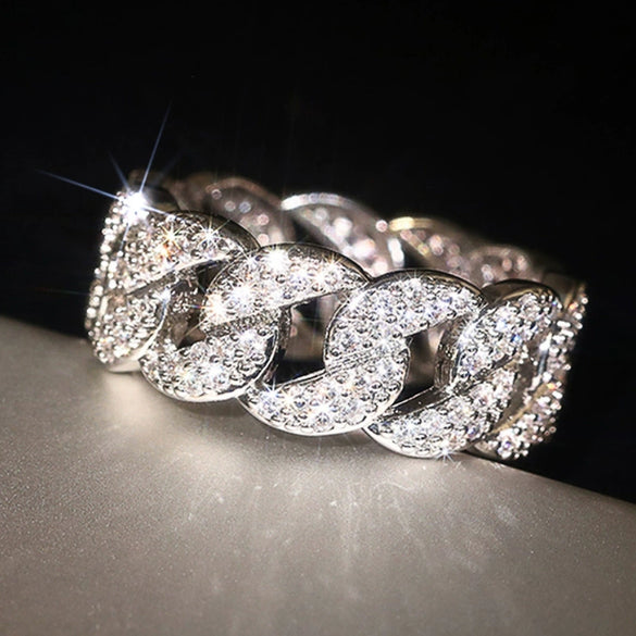 Women's Copper Geometric Ring With Zirconia Light Luxury Style