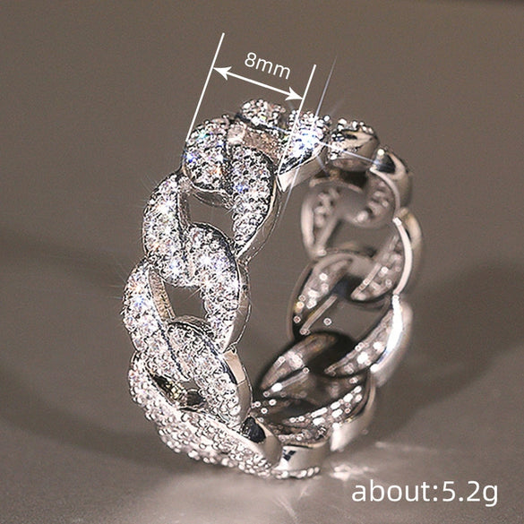 Women's Copper Geometric Ring With Zirconia Light Luxury Style