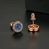 Women's Copper Geometric Round Earrings With Microinlaid Zircon And Electroplated Finish Light Luxury Style