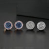 Women's Copper Geometric Round Earrings With Microinlaid Zircon And Electroplated Finish Light Luxury Style