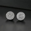 Women's Copper Geometric Round Earrings With Microinlaid Zircon And Electroplated Finish Light Luxury Style