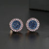 Women's Copper Geometric Round Earrings With Microinlaid Zircon And Electroplated Finish Light Luxury Style