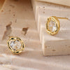 Women's Copper Geometric Round Pleated Twisted Earrings With Polish Processing