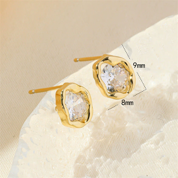 Women's Copper Geometric Round Pleated Twisted Earrings With Polish Processing