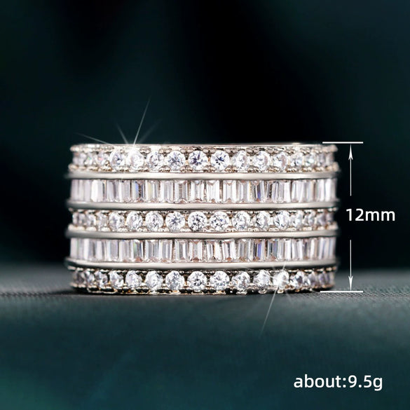 Women's Copper Geometric Shiny Elegant Ring With Zircon For Proposal Engagement