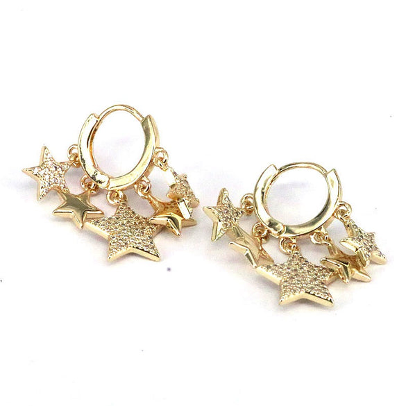 Women's Copper Geometric Star Earrings With Electroplating