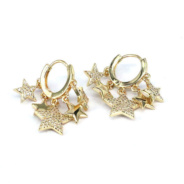 Women's Copper Geometric Star Earrings With Electroplating