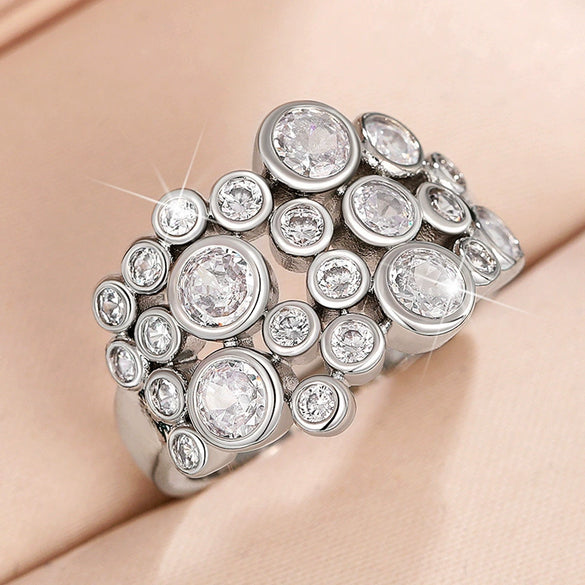 Women's Copper Geometric Starry Zircon Inlaid Ring