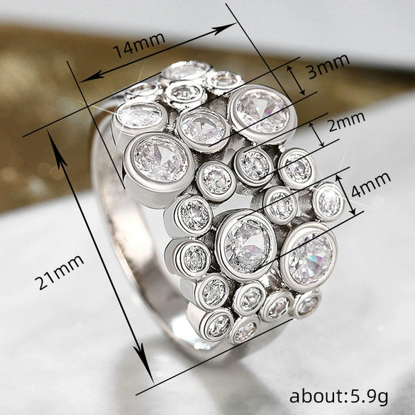 Women's Copper Geometric Starry Zircon Inlaid Ring