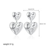 Women's Copper Geometric Style Electroplated Irregular Pleated Texture Double Love Earrings