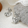 Women's Copper Geometric Style Electroplated Irregular Pleated Texture Double Love Earrings