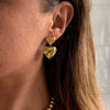 Women's Copper Geometric Style Electroplated Irregular Pleated Texture Double Love Earrings