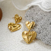 Women's Copper Geometric Style Electroplated Irregular Pleated Texture Double Love Earrings