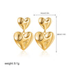Women's Copper Geometric Style Electroplated Irregular Pleated Texture Double Love Earrings