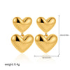 Women's Copper Geometric Style Electroplated Irregular Pleated Texture Double Love Earrings
