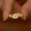 Women's Copper Geometric Style Flower Ring With Imitation Moissanite And Zirconia