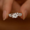Women's Copper Geometric Style Flower Ring With Imitation Moissanite And Zirconia