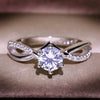 Women's Copper Geometric Style Imitation Moissanite Ring