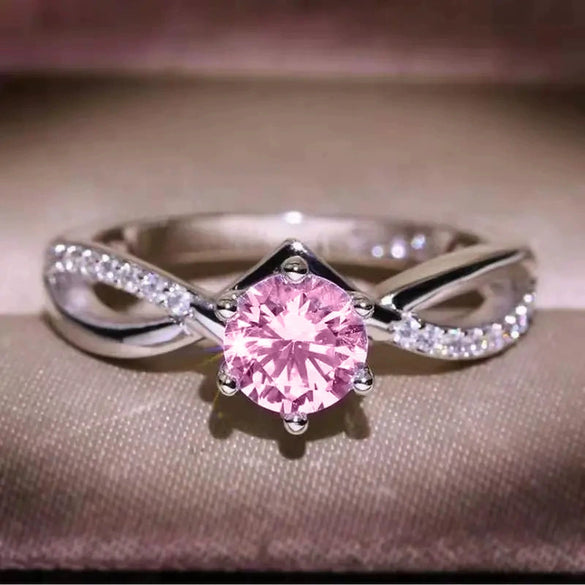 Women's Copper Geometric Style Imitation Moissanite Ring
