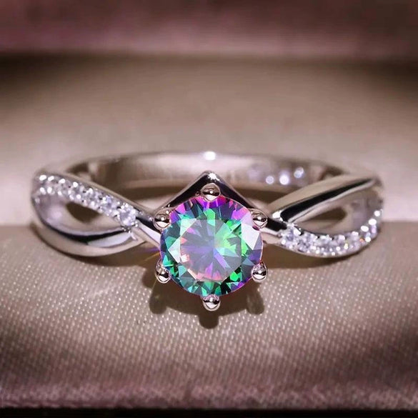 Women's Copper Geometric Style Imitation Moissanite Ring