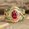 Women's Copper Geometric Style Threepiece Ring Set With Zirconia