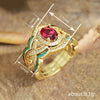 Women's Copper Geometric Style Threepiece Ring Set With Zirconia